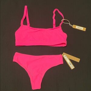 Pink matching bra and panty set